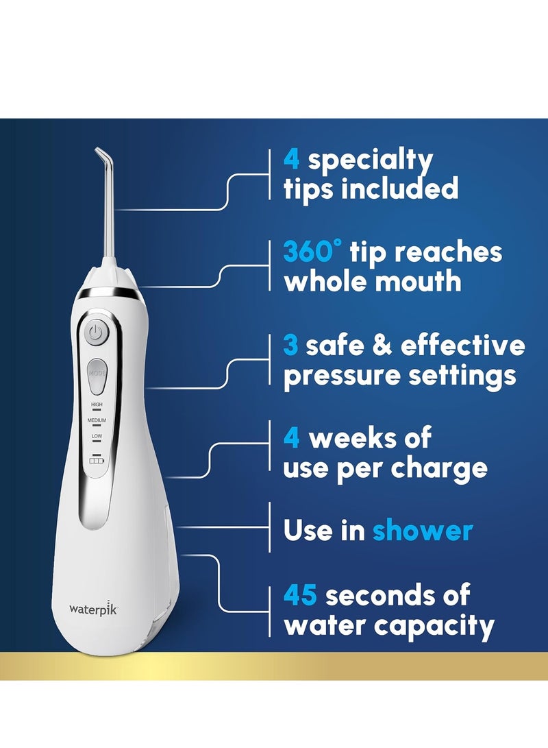 Waterpik Cordless Advanced 2.0 Water Flosser For Teeth, Gums, Braces, Dental Care With Travel Bag and 4 Tips, ADA Accepted, Rechargeable, Portable, and Waterproof, White WP-580, Packaging May Vary - Image 2