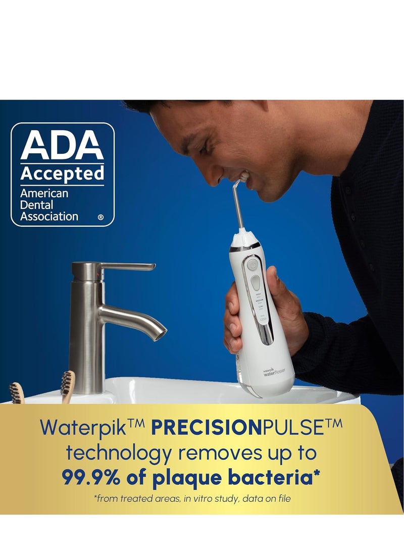 Waterpik Cordless Advanced 2.0 Water Flosser For Teeth, Gums, Braces, Dental Care With Travel Bag and 4 Tips, ADA Accepted, Rechargeable, Portable, and Waterproof, White WP-580, Packaging May Vary - Image 3