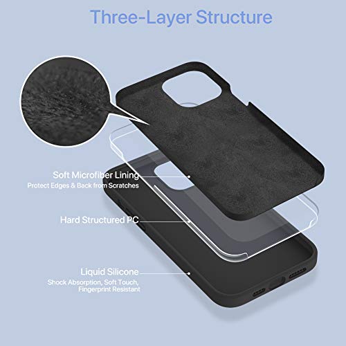Miracase Compatible with iPhone 12 Pro Max Case, [Soft Anti-Scratch Microfiber Lining], Liquid Silicone Case Gel Rubber Shockproof Drop Protection Phone Case for 12 Pro Max, Black - Image 3