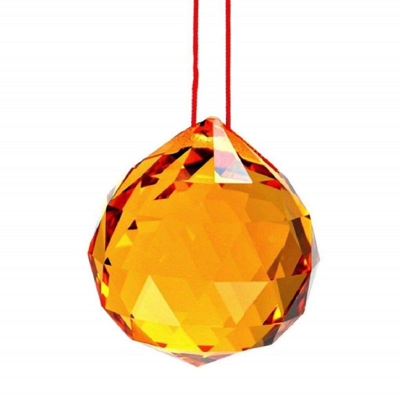 Astrodidi Yellow Crystal Ball Hanging Feng Shui Sphatik Prism Ball 40mm for Positive Energy - Image 4