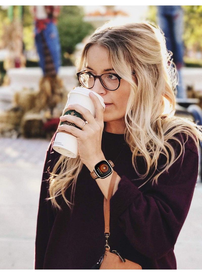 Excefore أحزمة جلدية، متوافقة مع Fit for Fitbit Sense لـ Fitbit Versa 3، حزام بديل ناعم للنساء والرجال، إكسسوارات سوار للمعصم لـ Versa 3 لـ Versa Sense للساعات الذكية (بني) - Image 5