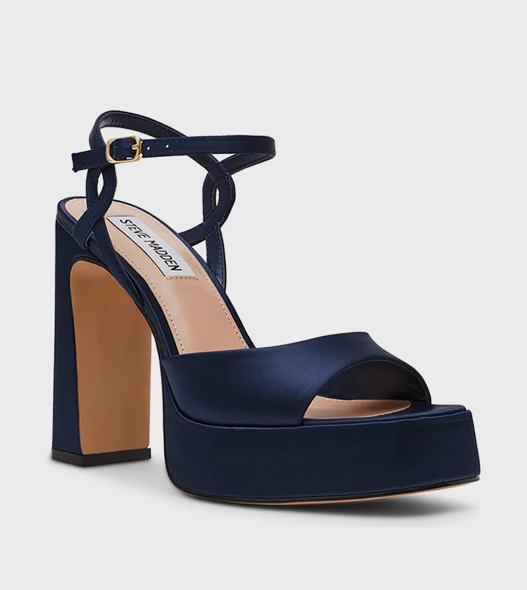 Miliana Blue Heels Blue Satin Women's Heeled Sandals