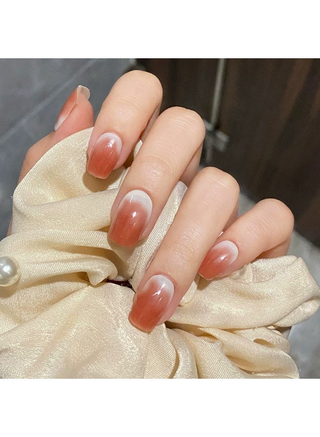 Goolsky Red Bean Paste Gradient Press-on Nails for Gentle Daily Wear - Image 4