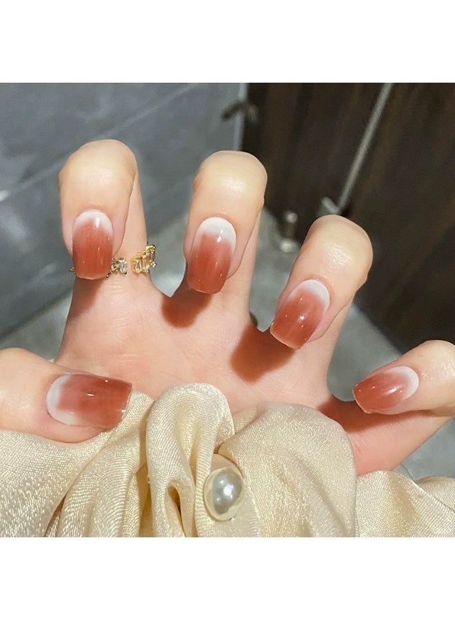 Goolsky Red Bean Paste Gradient Press-on Nails for Gentle Daily Wear - Image 1