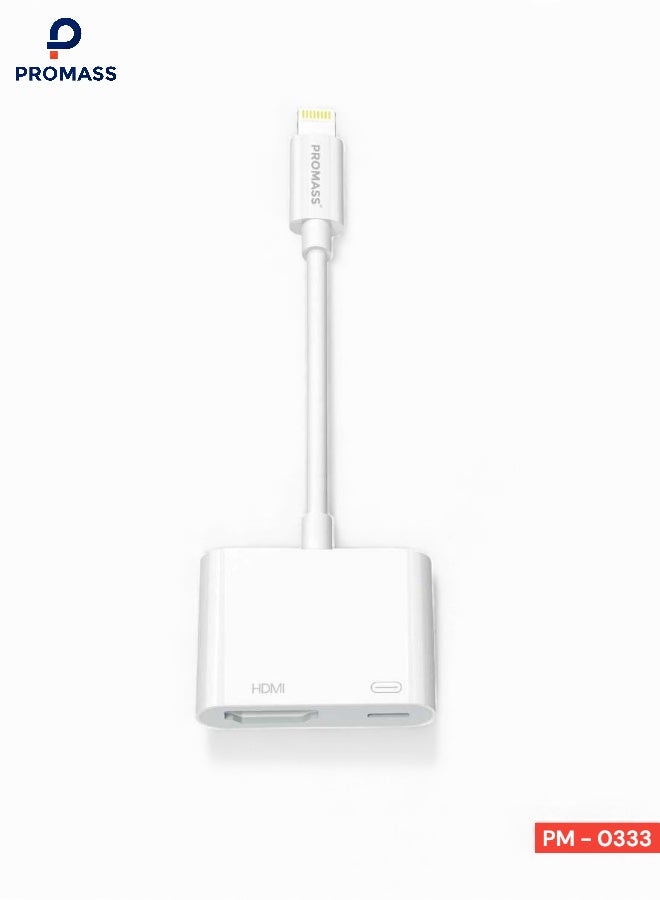 بروماس محول ايه في رقمي من لايتنينج الى HDMI بدقة 1080P HD مع منفذ شحن متوافق مع ايفون 14/13/12/11/X/8/7/ايباد على تلفزيون HD/جهاز العرض/الشاشة. - Image 1
