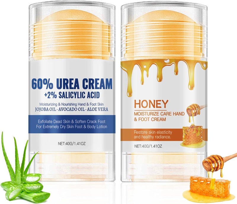 Urea Foot CreamHoney Foot BalmUrea Cream 60 Percent for Feet Moisturiser for Dry Cracked Hand Feet Care StickDeep Hydration and Moisturizing for Women and Men 2 Pcs