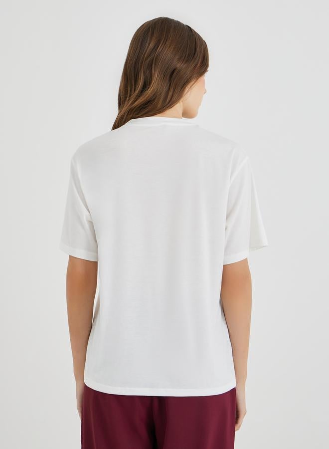 Take Two Embroidered Slogan Regular Fit T-Shirt - Image 4