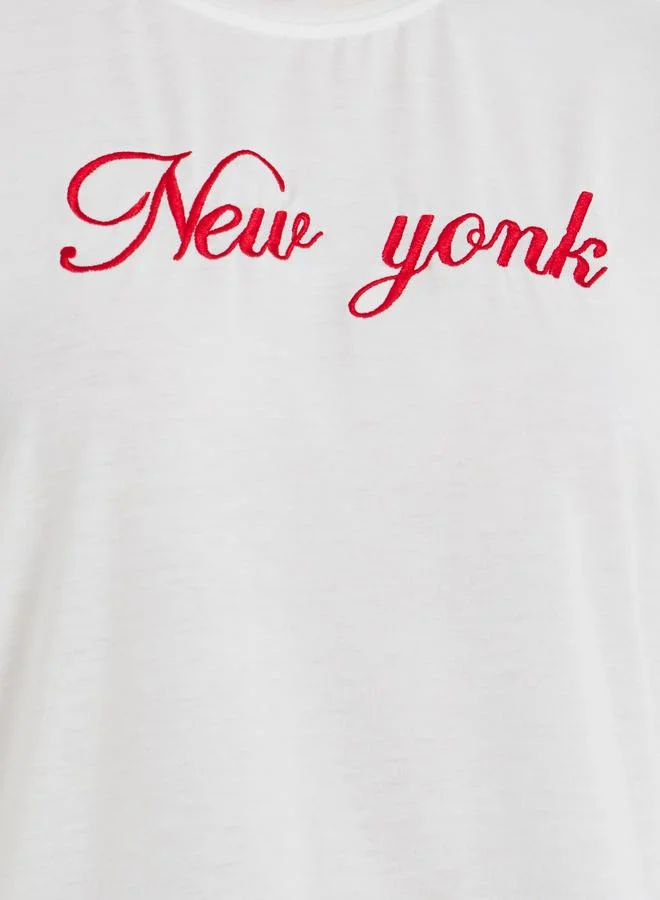 Take Two Take Two Embroidered Slogan Regular Fit T-Shirt