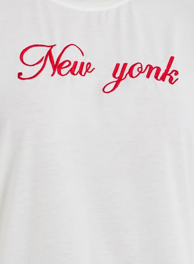Take Two Embroidered Slogan Regular Fit T-Shirt - Image 3