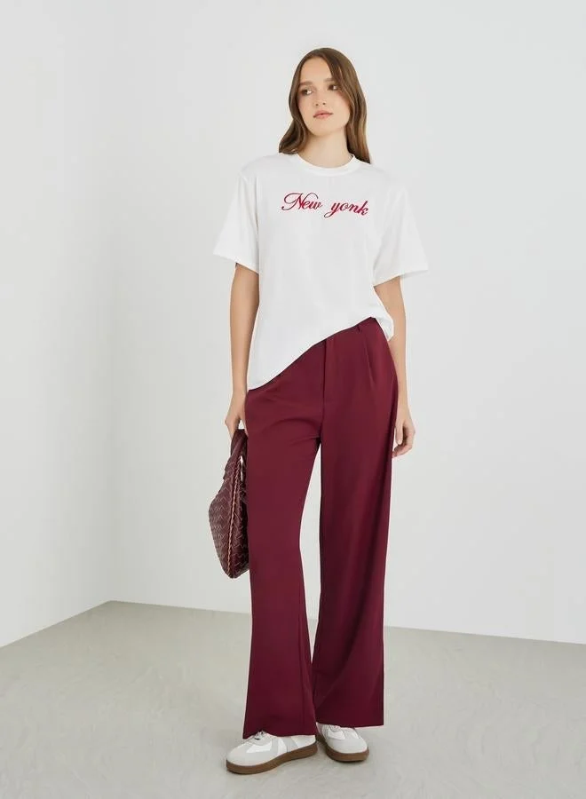 Take Two Take Two Embroidered Slogan Regular Fit T-Shirt