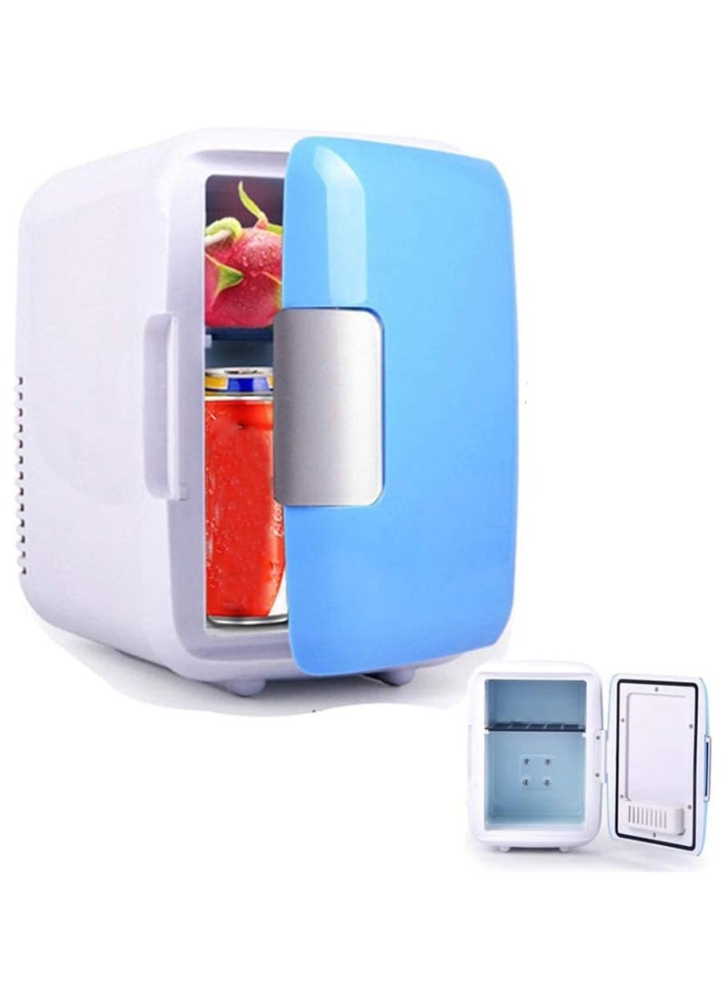 Generic Mini 4L Makeup Fridge Portable Cooler and Warmer with Handle, 220V for Home and 12V for Car Compact Countertop Fridge for Travel, Car, and Drinks Color (Blue, Pink)  - Image 1