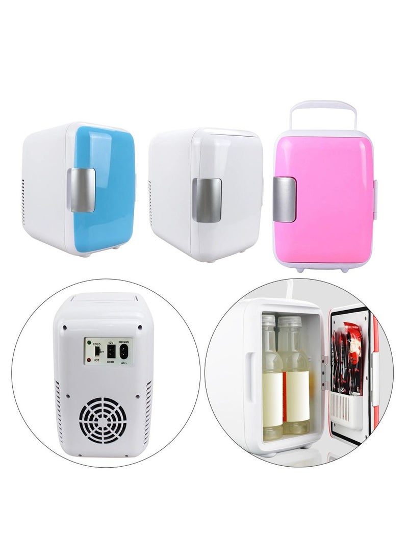 Generic Mini 4L Makeup Fridge Portable Cooler and Warmer with Handle, 220V for Home and 12V for Car Compact Countertop Fridge for Travel, Car, and Drinks Color (Blue, Pink)  - Image 2