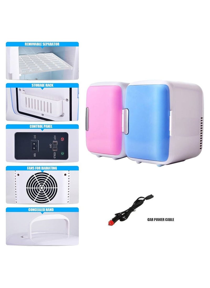 Generic Mini 4L Makeup Fridge Portable Cooler and Warmer with Handle, 220V for Home and 12V for Car Compact Countertop Fridge for Travel, Car, and Drinks Color (Blue, Pink)  - Image 3