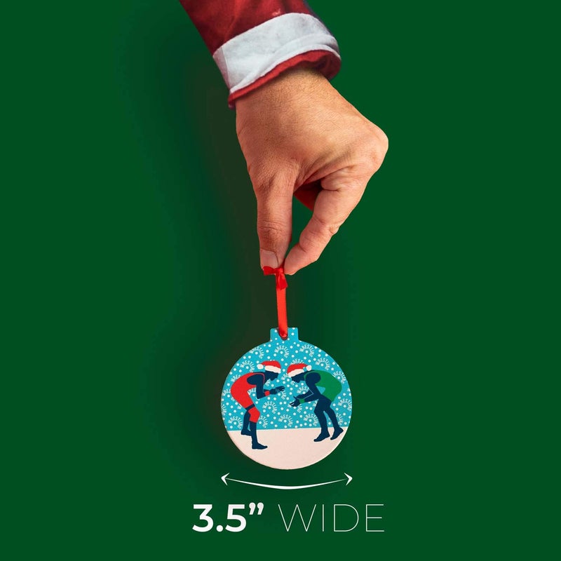 تشاك توك سبورتس Chalktalksports مصارعة حول زخرفة السيراميك | صور ظلية مع قبعة سانتا - Image 4