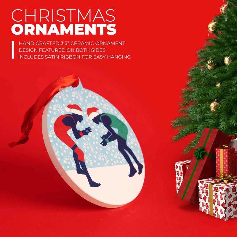 تشاك توك سبورتس Chalktalksports مصارعة حول زخرفة السيراميك | صور ظلية مع قبعة سانتا - Image 3