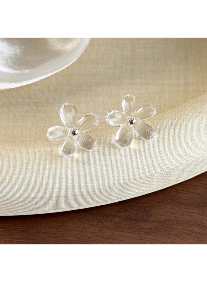 Goolsky Summer Transparent Flower Stud Earrings – Minimalist Sweet & Unique Earrings for Women - Image 3
