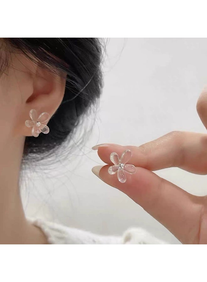 Goolsky Summer Transparent Flower Stud Earrings – Minimalist Sweet & Unique Earrings for Women - Image 1