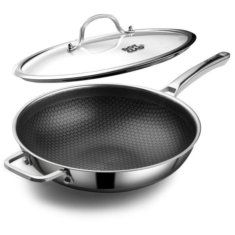 DOTCLAD Wok pan,Hybrid 13 inch Wok with Lid, PFOA Free Cookware,non stick Stainless Steel Woks & Stir-fry pans Nonstick, Dishwasher and Oven Safe, Works on Induction - Image 1