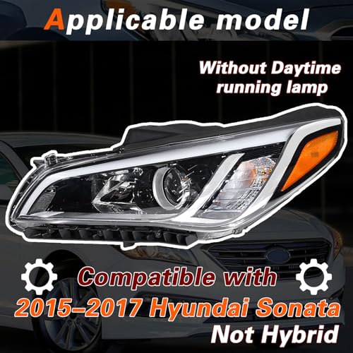 TODO مجموعة مصابيح أمامية متوافقة مع 2015 2016 2017 سوناتا، مصباح أمامي يستبدل 92101C2000 HY2502183 | الجانب الأيسر للسائق (غير مخصص للهجين) - Image 2