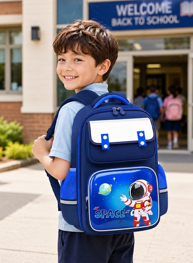 Ominii 2PCS Kids Ergonomic Backpack Set â€“ Waterproof and Lightweight School Bags with Astronaut Space Design, Spacious Capacity for Boys Aged 6 to 12 - Image 1