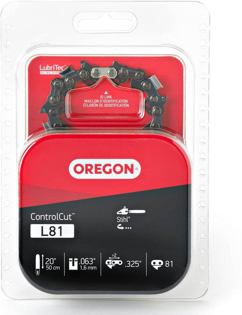 Oregon L81 ControlCut Chainsaw Chain for 20-Inch Bar, 81 Drive Links, Low-Kickback Chain, fits Several Stihl Models Gray - Image 1