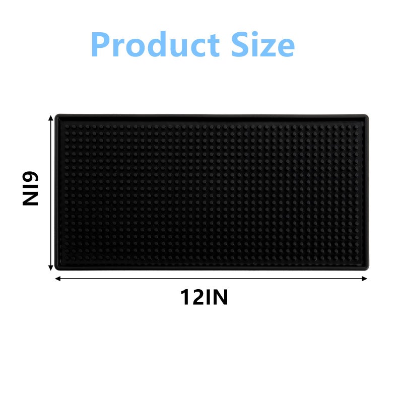 Tebery 2 Pack Rubber Bar Mats,12" x 6" Black Bar Service Spill Mat Drying Mat - Image 2