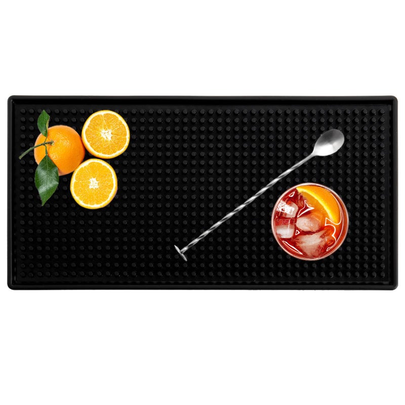 Tebery 2 Pack Rubber Bar Mats,12" x 6" Black Bar Service Spill Mat Drying Mat - Image 4
