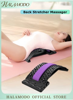 Back Stretcher for Lower Back Pain Relief 4 Level Adjustable Arch Lumbar Back Cracker Board Back Cracking Device Back Massager for Scoliosis & Spine Decompression Support