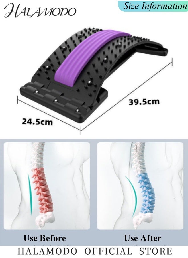 HALAMODO - Back Stretcher for Lower Back Pain Relief 4 Level Adjustable Arch Lumbar Back Cracker Board Back Cracking Device Back Massager for Scoliosis & Spine Decompression Support - Image 1