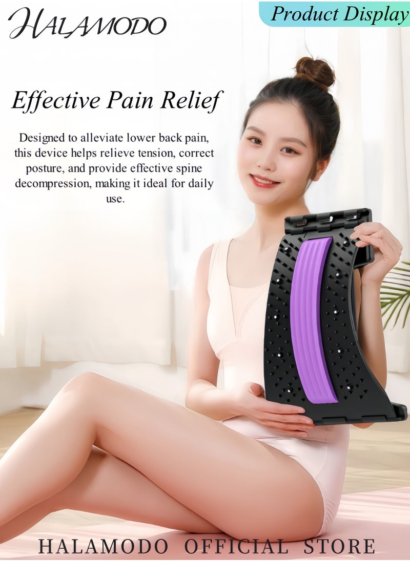 HALAMODO - Back Stretcher for Lower Back Pain Relief 4 Level Adjustable Arch Lumbar Back Cracker Board Back Cracking Device Back Massager for Scoliosis & Spine Decompression Support - Image 1