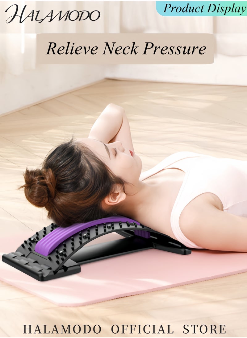 HALAMODO - Back Stretcher for Lower Back Pain Relief 4 Level Adjustable Arch Lumbar Back Cracker Board Back Cracking Device Back Massager for Scoliosis & Spine Decompression Support - Image 1