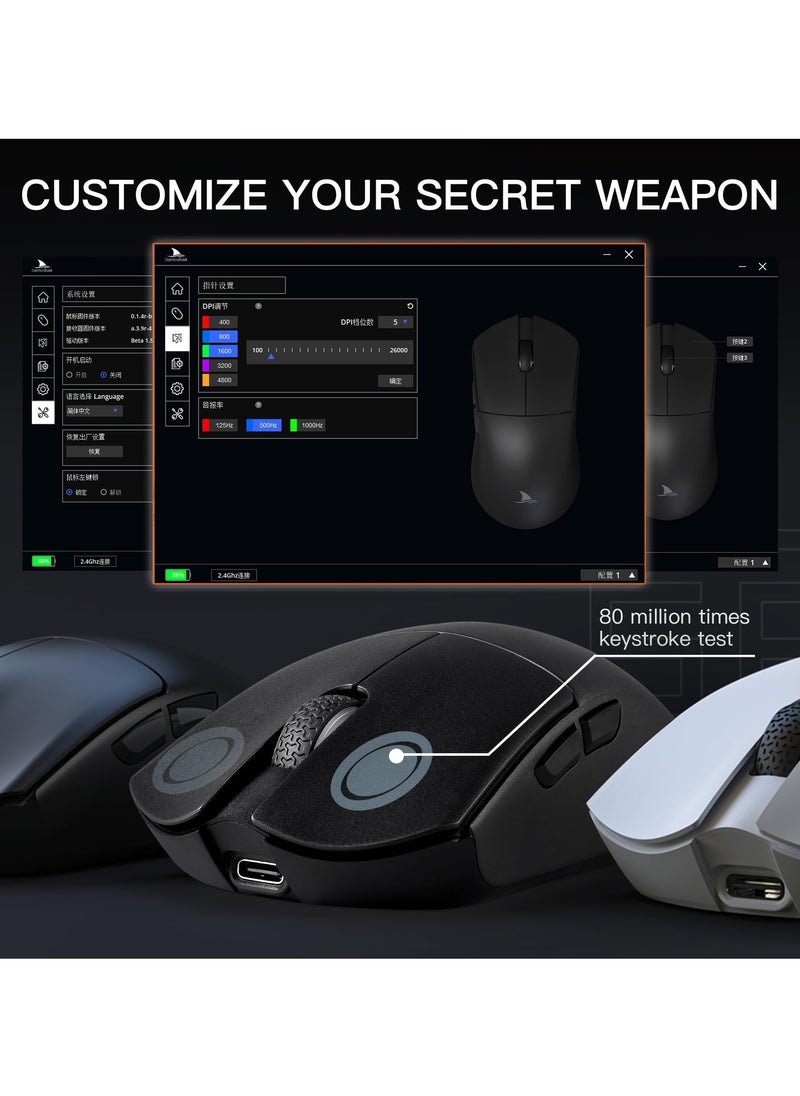 Darmoshark - M3 Wireless Gaming Mouse,Tri-Mode 2.4G/USB-C/Bluetooth,26000DPI,5 programmable button,Computer Mouse for Laptop,PC,Mac - Image 1