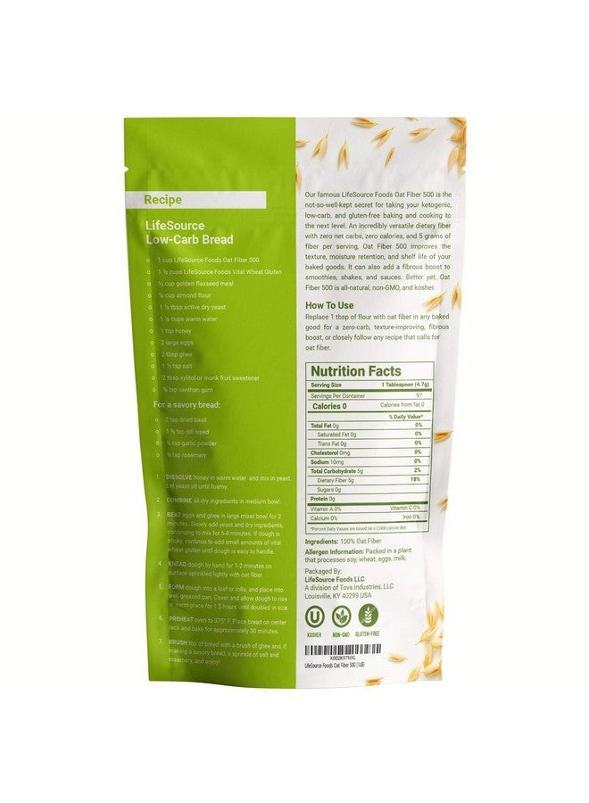 LifeSource Foods LifeSource Foods Oat Fiber 500 (1 LB) Keto, Zero-Carb, Gluten-Free, All-Natural Fiber for Low-Carb Baking and Bread, OU Kosher, Resealable Pouch  - Image 2