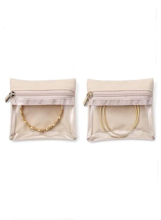 SADMAX Multipurpose Zipper Pouch For Jewellery/Makeup/Travel/Stationery Storage | Transparent Organizer Velvet Bags For Women | For Necklaces/Bracelets/Rings/Earrings (Pack of 2 PCS)(10x8.5cm) - Image 1