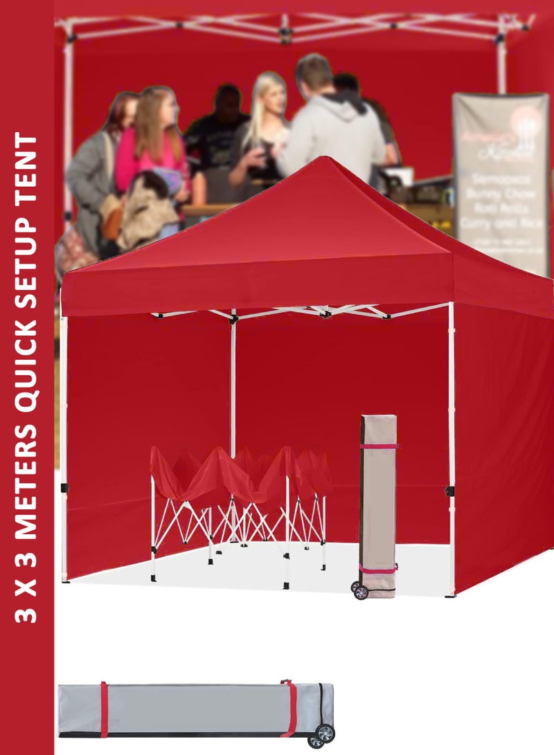 Toshonics 3x3 Meters Steel Frame Outdoor Tent with Waterproof UV-Blocking Canopy, Quick Setup, and Trolley Bag for Events, Camping, and Parties - Image 1