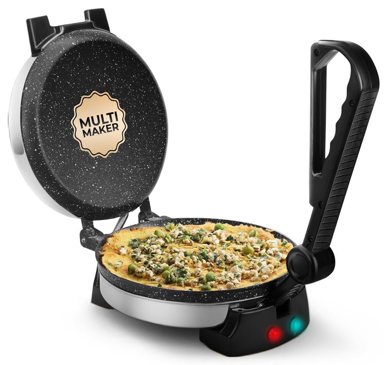 Longway Multi Master 1000W Electric Roti Maker | 8.5-Inch Non-Stick Plates, Durable Grip Handle | Roti, Chapati, Paratha, Dosa, Tortilla, Omelette & Chilla Maker (Silver) - Image 1