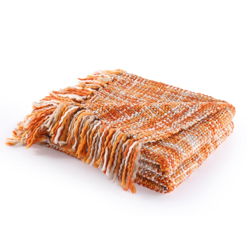 BATTILO Home Orange Throw Blanket for Couch Decorative Fall Blankets and Throws Halloween Throw Blanket for Home Decor 50x60