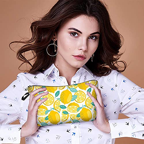 FITINI Makeup Bag Lemon Travel Small Portable Cosmetic Organizer Pouch for Women Girls Zipper Waterproof Clutch Toiletry Storage Purse - Image 3