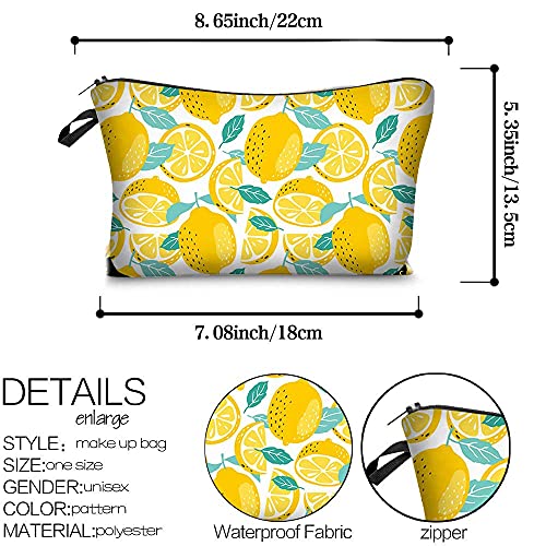 FITINI Makeup Bag Lemon Travel Small Portable Cosmetic Organizer Pouch for Women Girls Zipper Waterproof Clutch Toiletry Storage Purse - Image 2