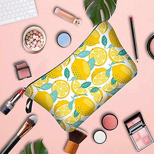 FITINI Makeup Bag Lemon Travel Small Portable Cosmetic Organizer Pouch for Women Girls Zipper Waterproof Clutch Toiletry Storage Purse - Image 4