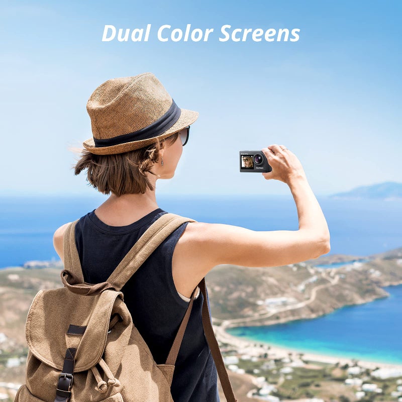 Akaso كاميرا أكاسو براف 4 برو للأكشن مع حامل سيلفي وحقيبة حمل - 4K30 20MP Ultra Hd EIS 131 قدم تحت الماء كاميرا 5xZoom شاشة تعمل باللمس تحكم عن بعد WiFi مع مجموعة ملحقات الخوذة - Image 2