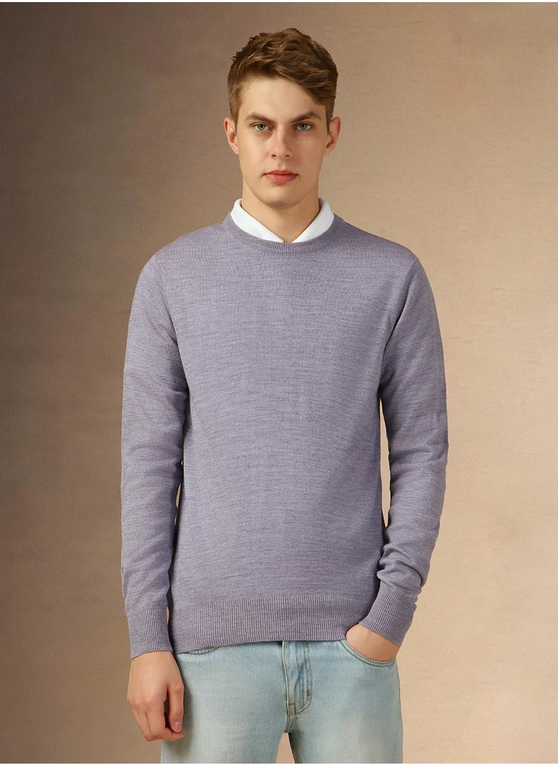 Dennis Lingo Men's Lavender 100% Acrylic Solid Regular Fit Sweater