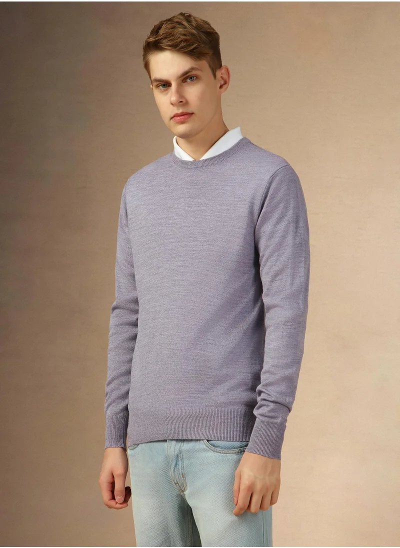 دينيس لينغو Men's Lavender 100% Acrylic Solid Regular Fit Sweater