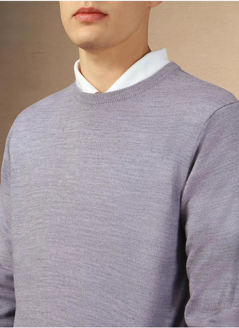 Dennis Lingo Men's Lavender 100% Acrylic Solid Regular Fit Sweater