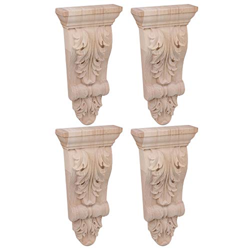 RDEXP 16x8x2.8cm European Style Wood Carved Onlay Appliqu Frame for Restaurant Decor Door Corner Cabinet Home Furniture Set of 4 - Image 1