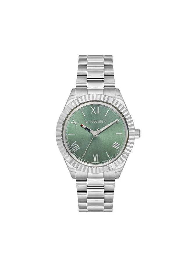 U.S. Polo Assn. Novelties 36mm Women's Watch with Green Dial & Stainless Steel Bracelet