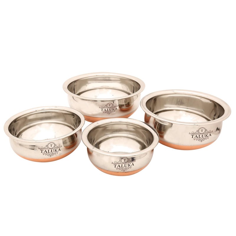 Taluka Copper Stainless Steel Bottom Handi Pot Set Standard Copper 4 Piece - Image 2
