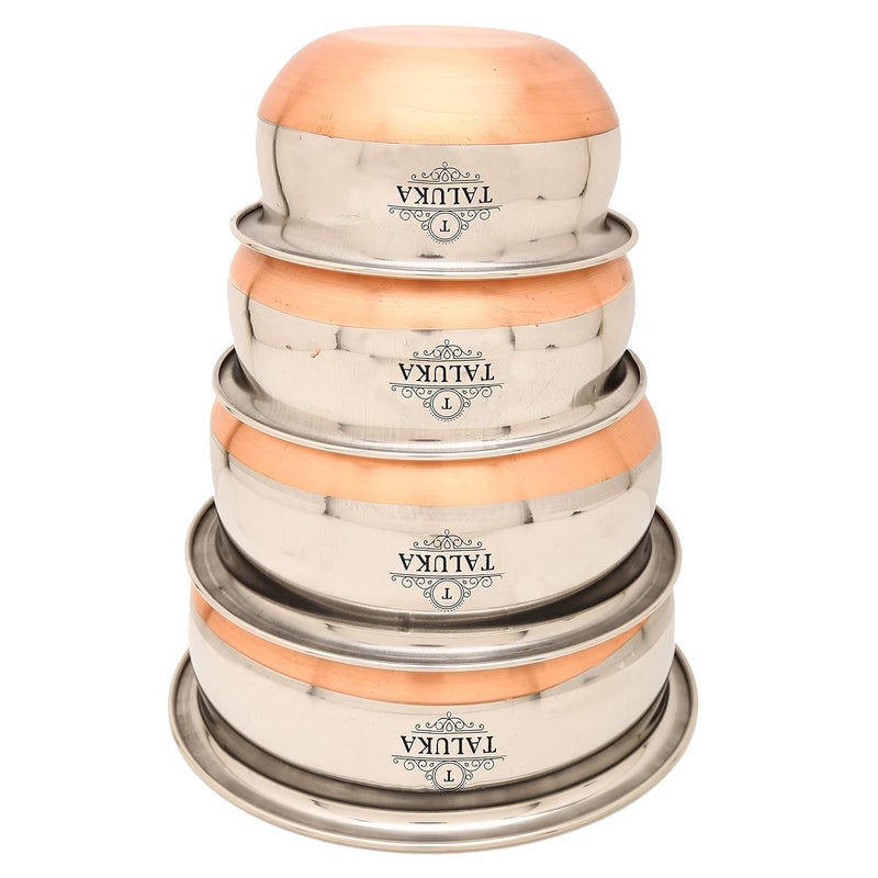 Taluka Copper Stainless Steel Bottom Handi Pot Set Standard Copper 4 Piece - Image 1