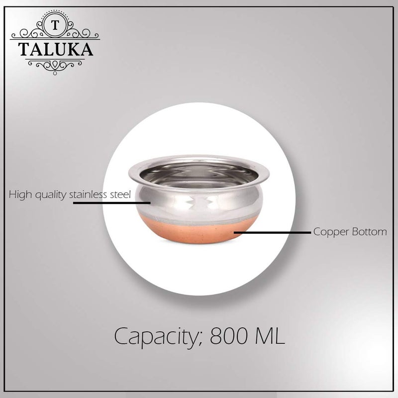 Taluka Copper Stainless Steel Bottom Handi Pot Set Standard Copper 4 Piece - Image 5
