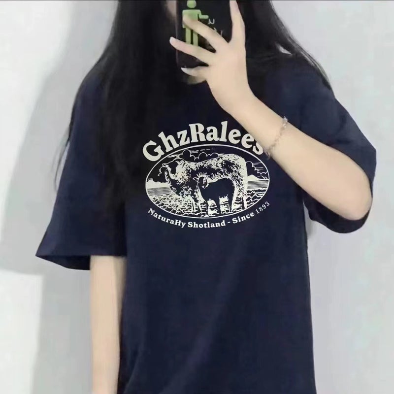 Women's cotton short sleeve summer new couple wear loose fashion all-match T-shirt round neck casual half sleeve men and women Korean style - Image 1